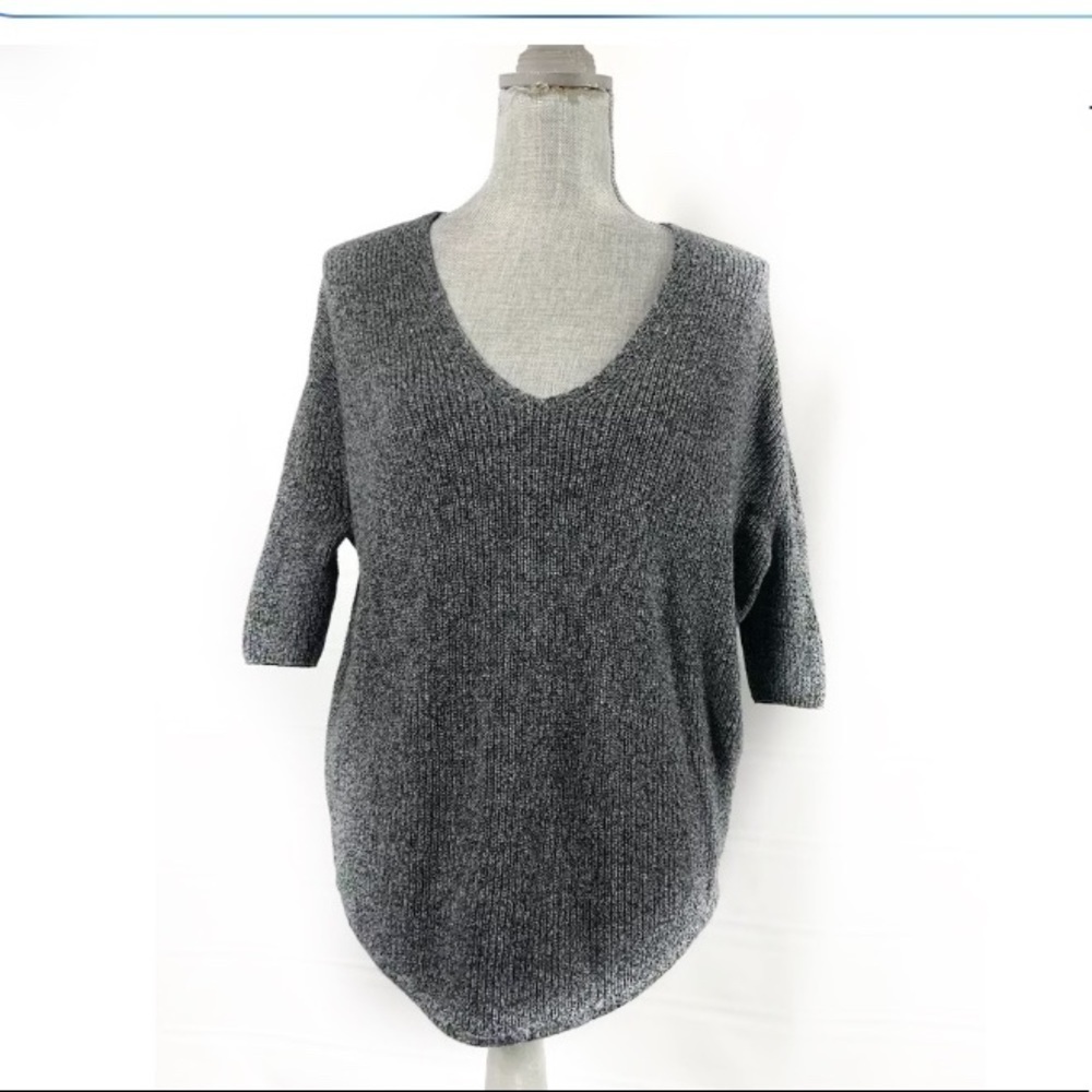 Express gray vneck chunky knit dolman sweater